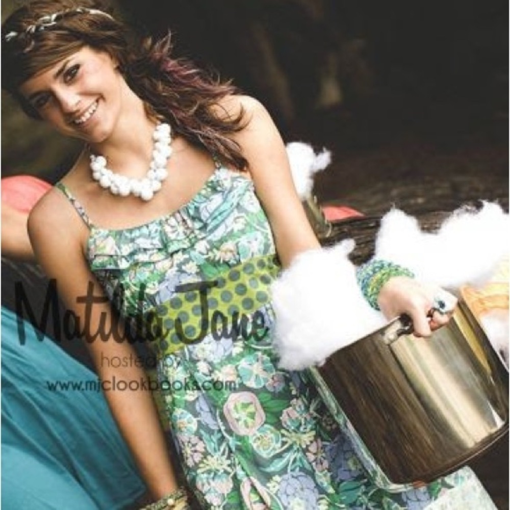 Matilda Jane women’s dress medium mini Floral Green Blue spaghetti strap rare